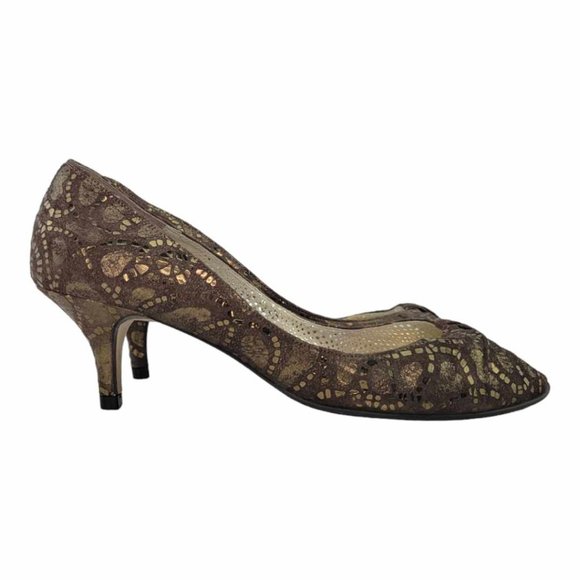 AUTHENTIC VINTAGE BALENCIAGA Women's Leather and Lace 60MM Kitten Heeled Pump - Picture 6 of 15